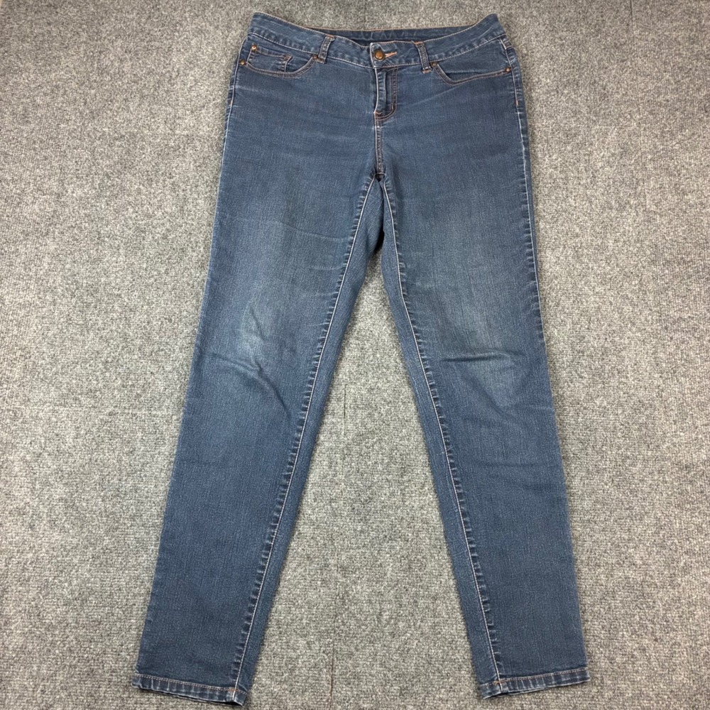 New Directions Womens Size 12 Dark Wash Skinny Jeans Denim Stretch Casual 243-51